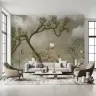 Chinoiserie Pine Tree and Bird Wall Mural 7