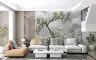 Misty Chinoiserie Pine Tree and Bird Wall Mural 6