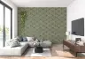 Moss Green Geometric Triangle Pattern Wallpaper 8