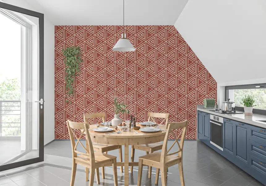 Textured Mudcloth Geometric Triangles Boho Rust Terracotta Wallpaper