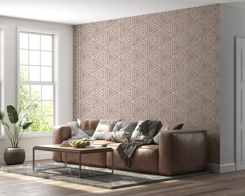 Textured Mudcloth Geometric Triangles Boho Dusty Rose Wallpaper