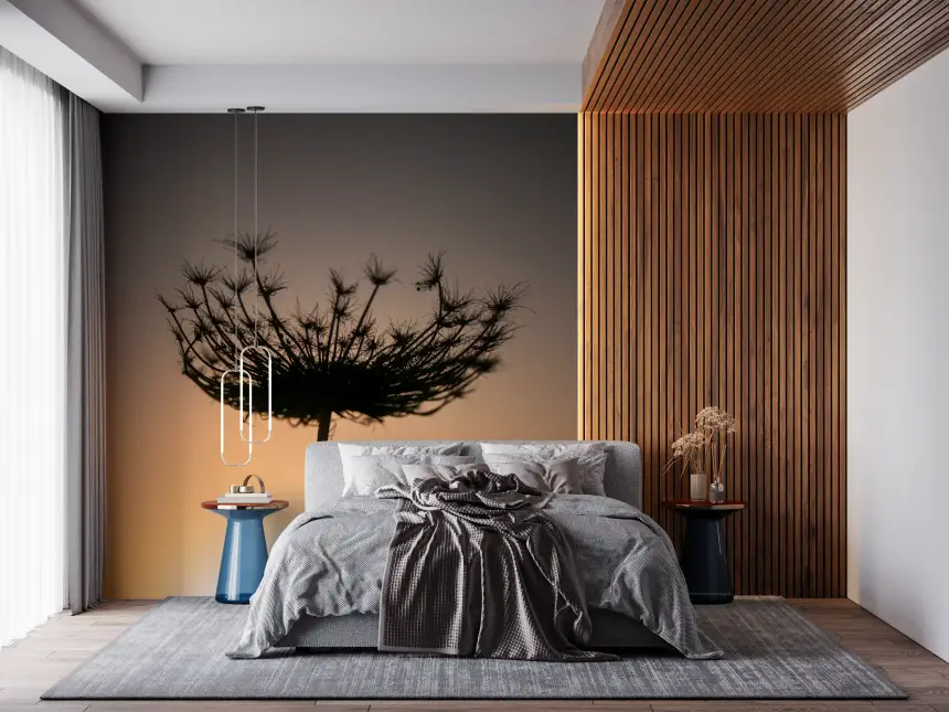 Golden Hour Seed Head Silhouette Wall Mural