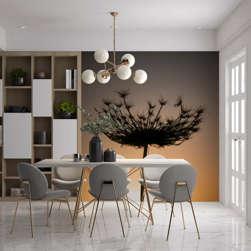 Golden Hour Seed Head Silhouette Wall Mural