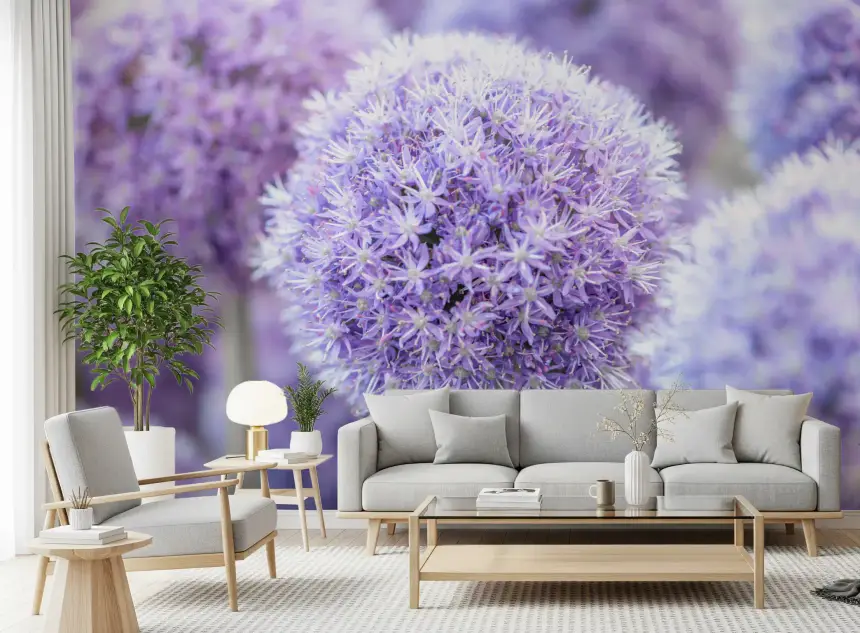 Purple Floral Orb Wall Mural
