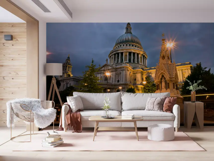 St. Paul's Evening Glow: London's Iconic Dome Wall Mural