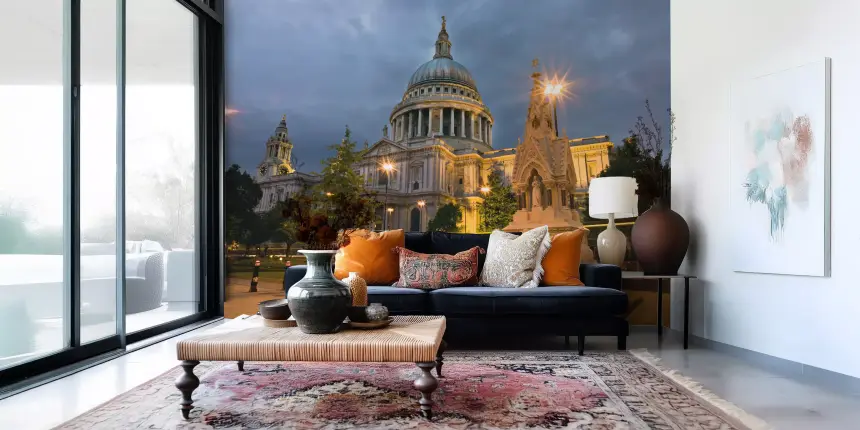 St. Paul's Evening Glow: London's Iconic Dome Wall Mural