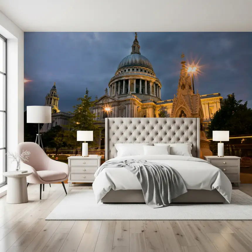 St. Paul's Evening Glow: London's Iconic Dome Wall Mural