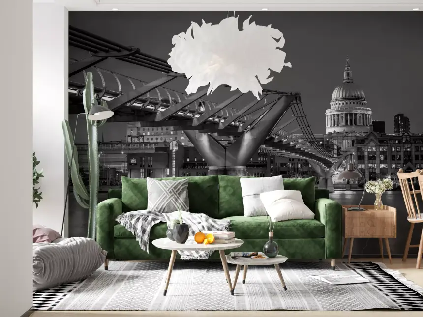 London Millennium Bridge Nightfall Wall Mural
