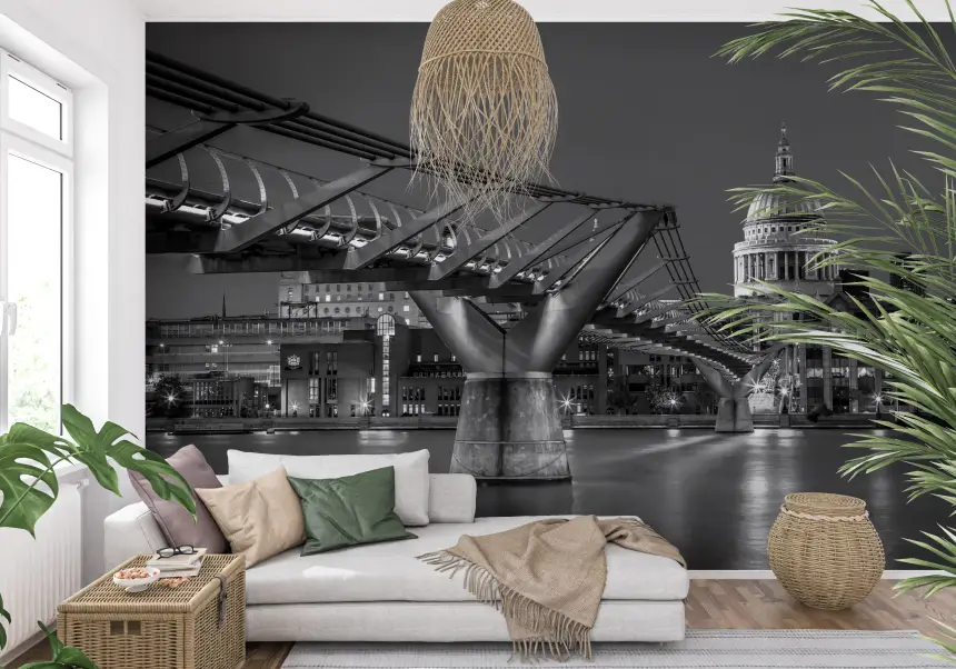 London Millennium Bridge Nightfall Wall Mural