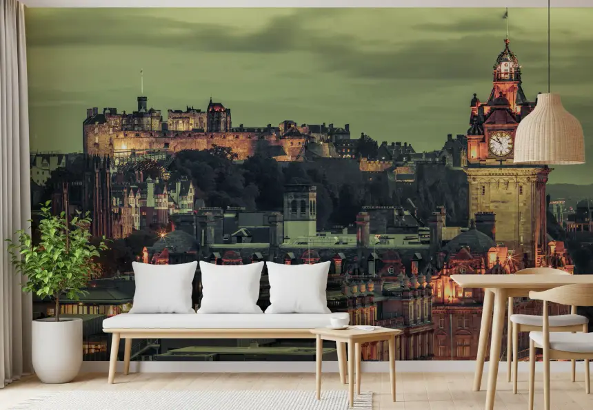 Edinburgh's Grandeur: Castle & Clock Tower Wall Mural