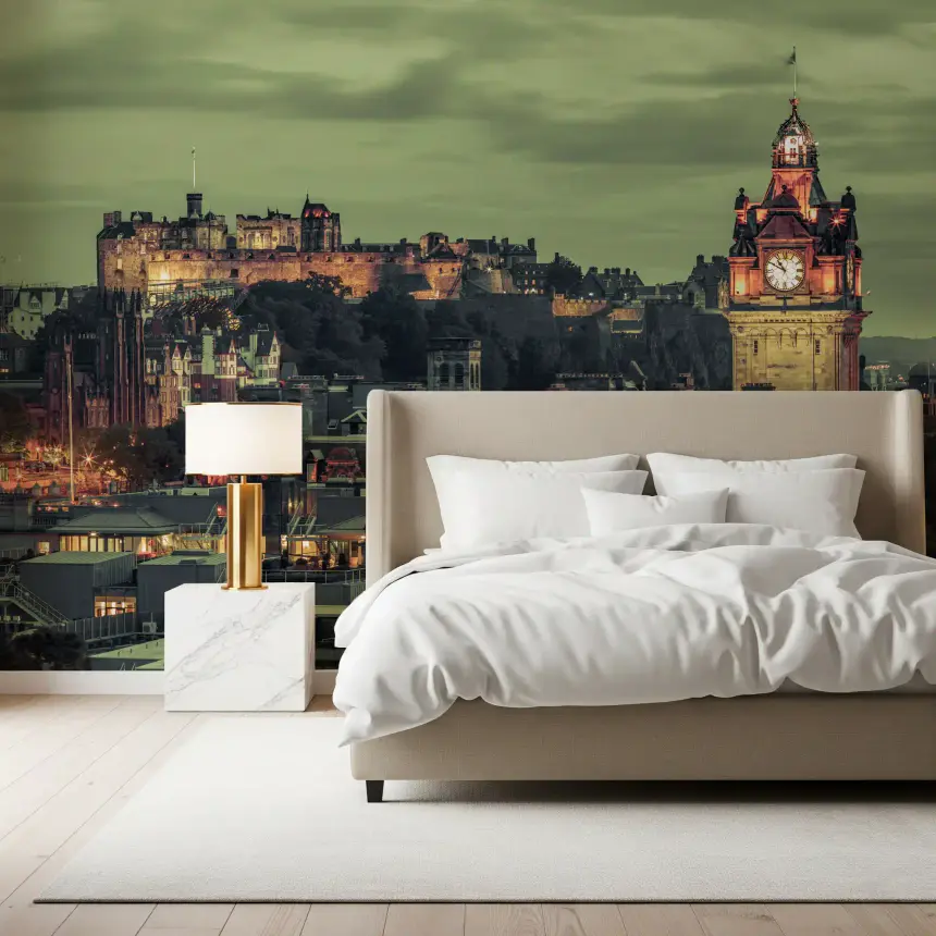 Edinburgh's Grandeur: Castle & Clock Tower Wall Mural