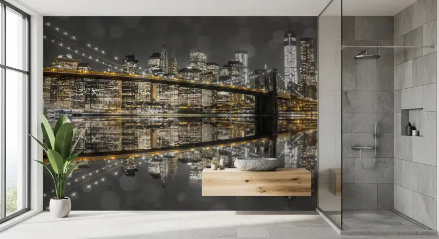 City of Gold & Gray: NYC Nightscape Wall Mural