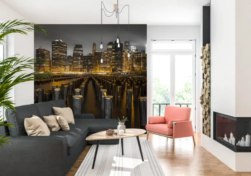 Golden Skyline Contrast Wall Mural