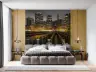 Golden Lit Urban Skyline Night Wall Mural 6