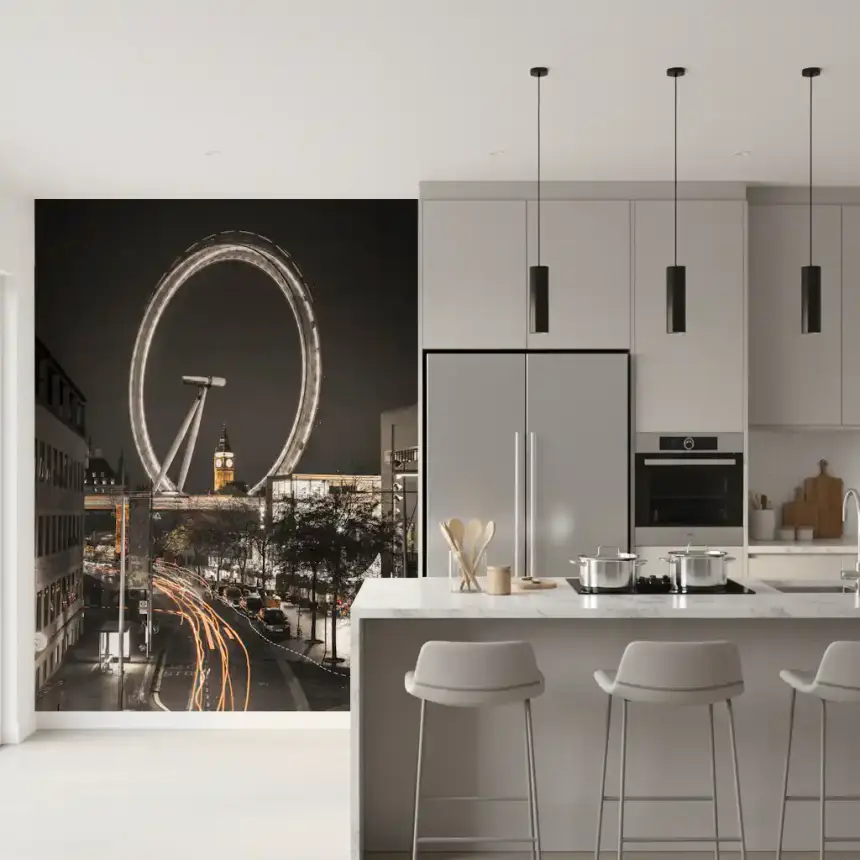 Big Ben & the Thames Wheel Wall Mural