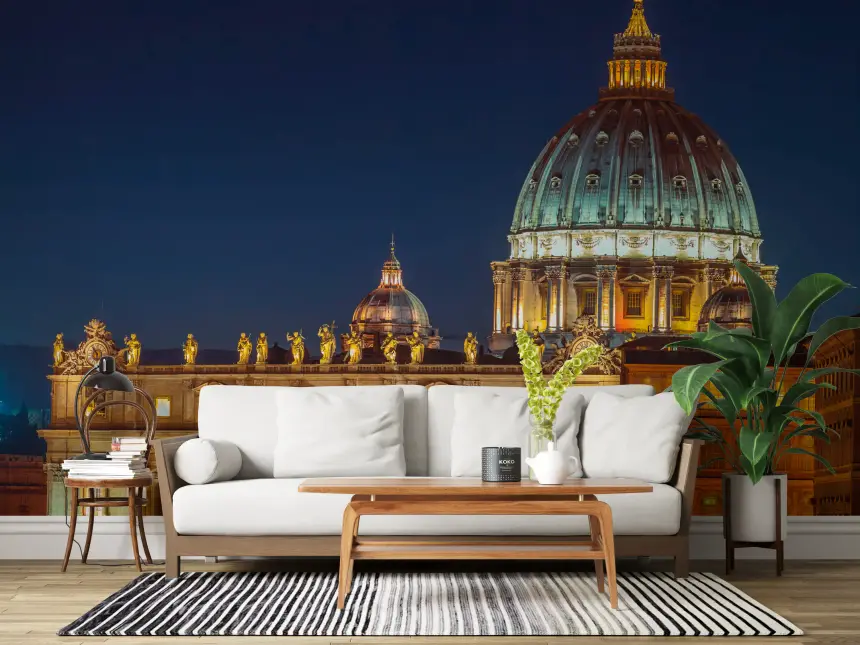 Vatican Night: Illuminated Majesty Wall Mural
