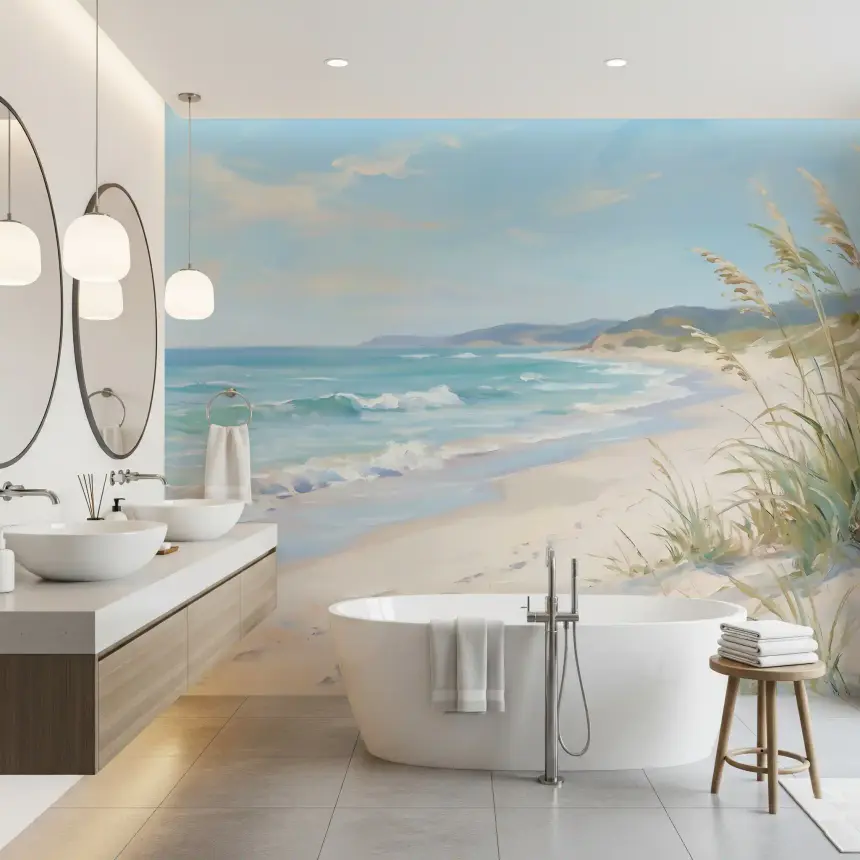 Serene Coastal Canvas Wall Mural