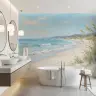 Painterly Ocean Waves Beach Wall Mural 6