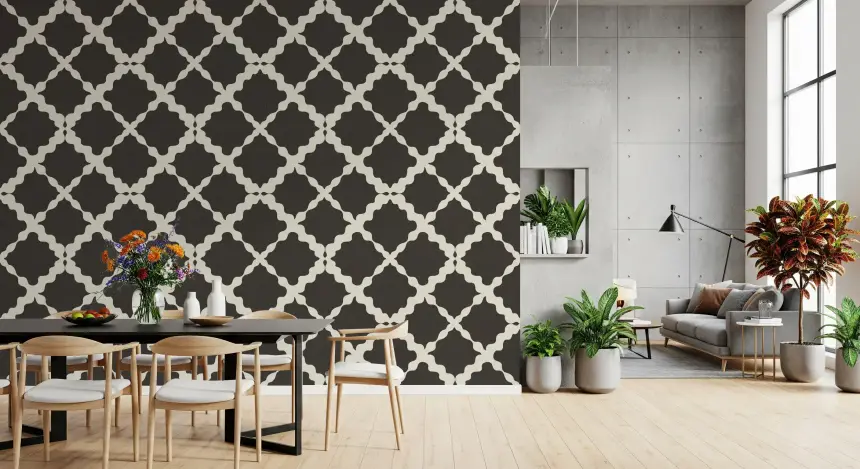 Textured Lattice Trellis Geometric Brown Minimalist Modern Wallpaper