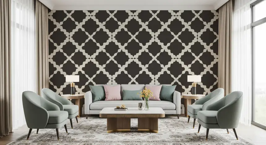 Textured Lattice Trellis Geometric Brown Minimalist Modern Wallpaper