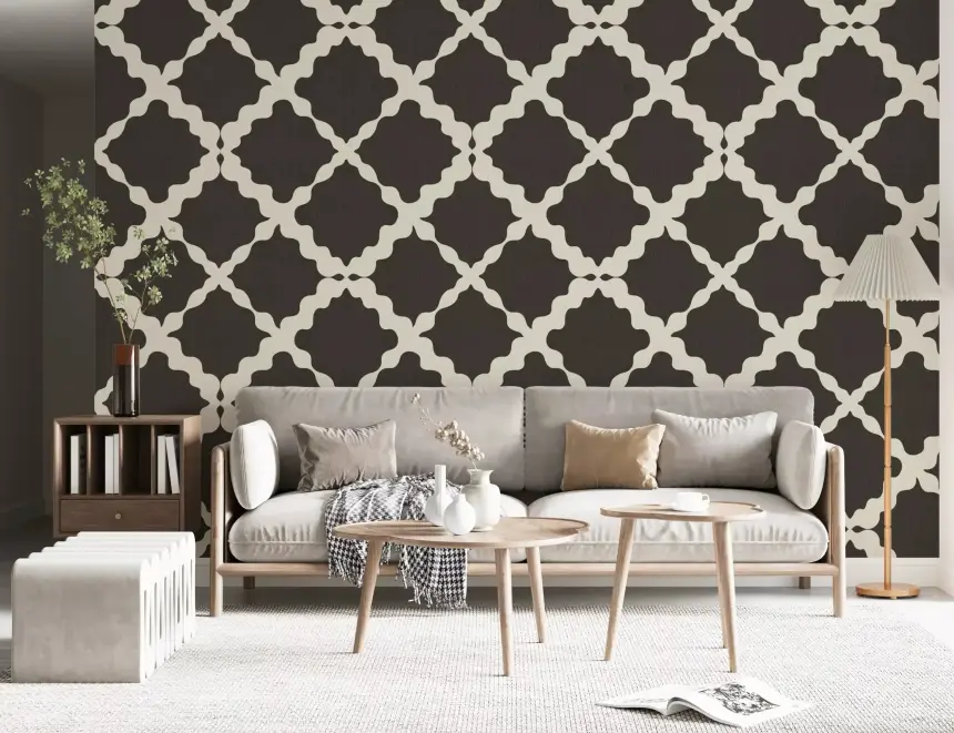 Textured Lattice Trellis Geometric Brown Minimalist Modern Wallpaper
