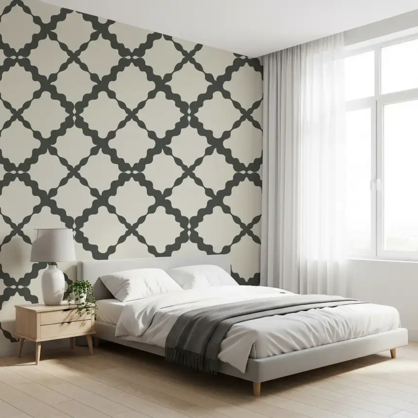 Textured Lattice Trellis Geometric Grey Minimalist Modern Wallpaper