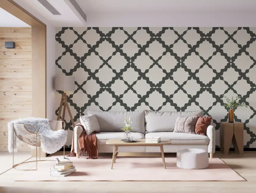 Textured Lattice Trellis Geometric Grey Minimalist Modern Wallpaper