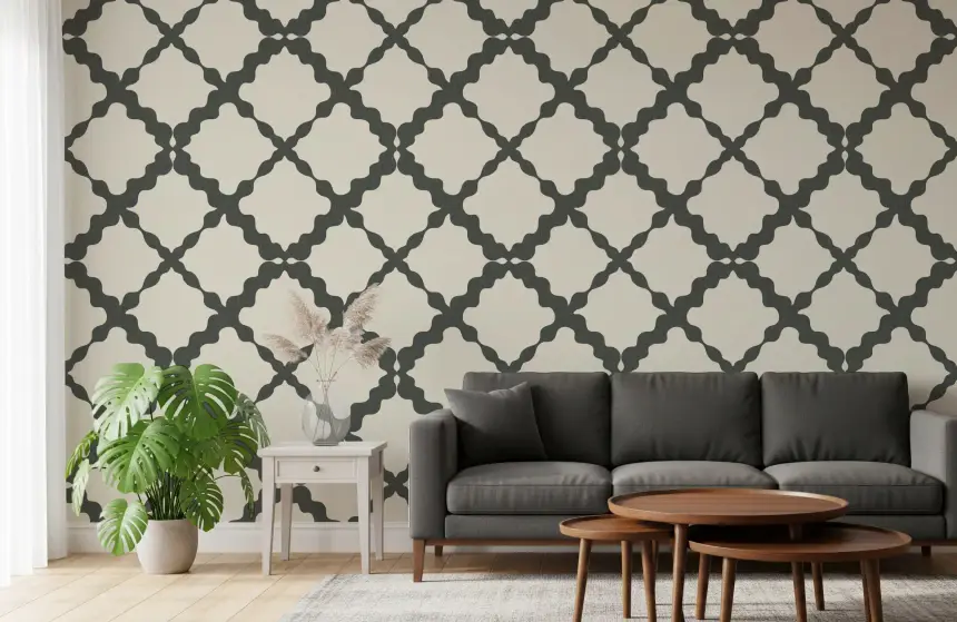 Textured Lattice Trellis Geometric Grey Minimalist Modern Wallpaper