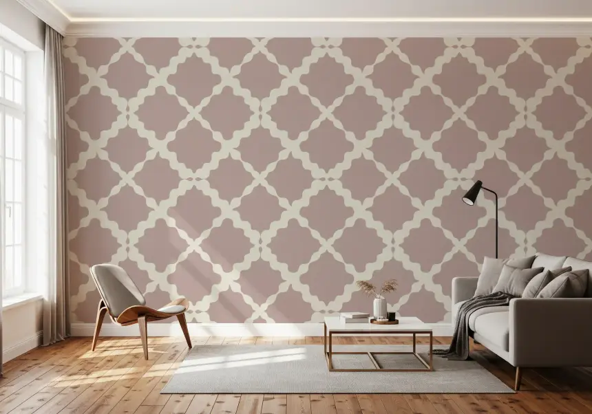 Textured Lattice Trellis Geometric Dusty Rose Minimalist Modern Wallpaper