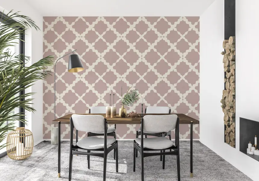 Textured Lattice Trellis Geometric Dusty Rose Minimalist Modern Wallpaper