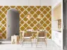Modern Mustard Ochre Geometric Lattice Wallpaper 6