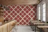 Modern Terracotta Wavy Lattice Geometric Wallpaper 8