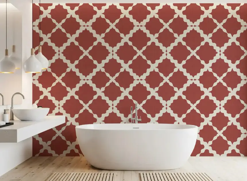 Textured Lattice Trellis Geometric Rust Minimalist Modern Wallpaper