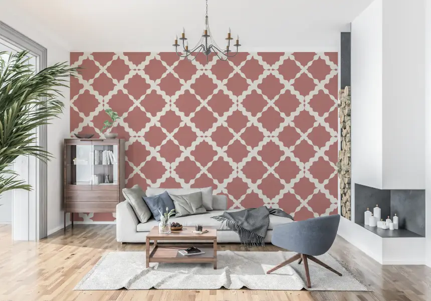 Textured Lattice Trellis Geometric Rust Minimalist Modern Wallpaper
