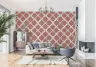 Modern Terracotta Wavy Lattice Geometric Wallpaper 7