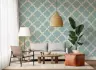 Serene Aqua Ogee Lattice Pattern Wallpaper 6