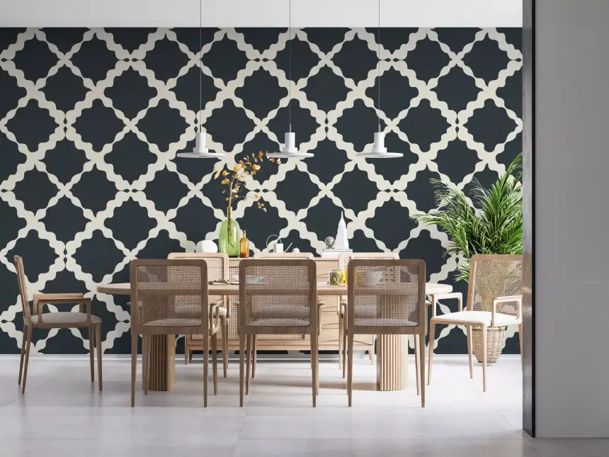 Textured Lattice Trellis Geometric Charcoal Minimalist Modern Wallpaper