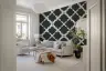 Charcoal Off-White Geometric Trellis Wallpaper 6