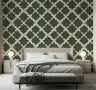 Modern Moss Green Curved Lattice Geometric Wallpaper 6