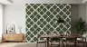 Modern Moss Green Curved Lattice Geometric Wallpaper 8