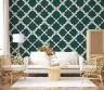 Kids Room Teal and Cream Geometric Trellis Wallpaper 7