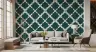 Kids Room Teal and Cream Geometric Trellis Wallpaper 6