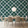 Kids Room Teal and Cream Geometric Trellis Wallpaper 5