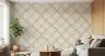 Contemporary Cream and Beige Ogee Lattice Wallpaper 6
