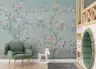 Whimsical Chinoiserie Floral Bird Wall Mural 6