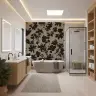 Abstract Distressed Floral Wallpaper in Beige and Black 7