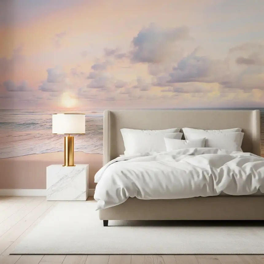 Peach Sky, Teal Sea Wall Mural