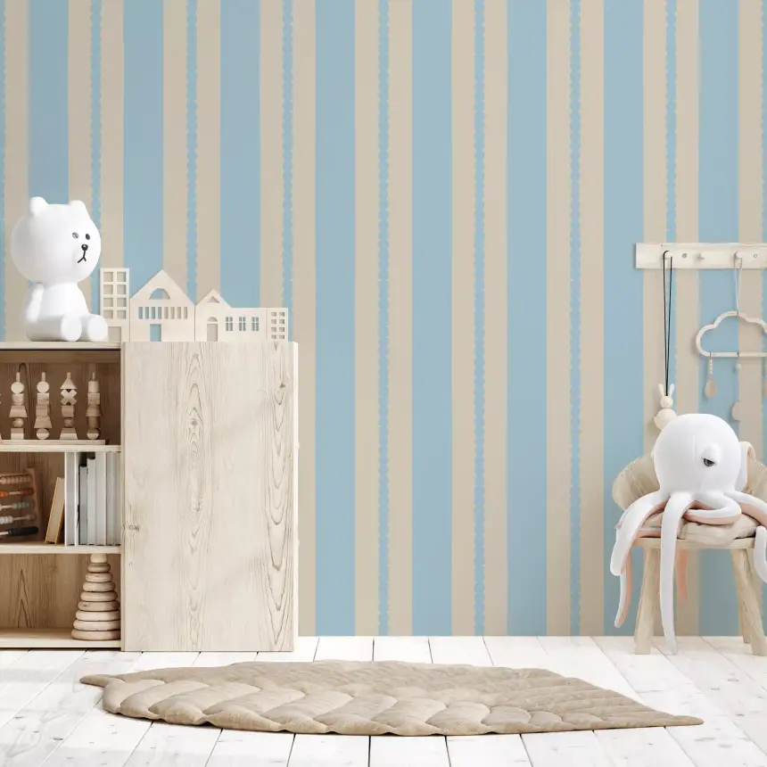 Scalloped Serenity Stripes Wallpaper