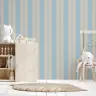 Pastel Blue Beige Scalloped Stripe Wallpaper 6