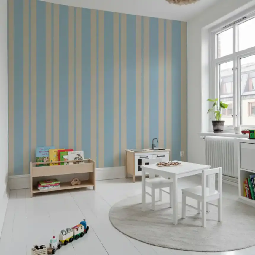 Scalloped Serenity Stripes Wallpaper